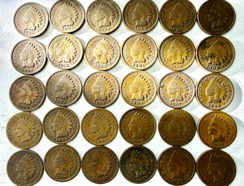 Indian Head Cent Lot 30 Coins Nice Grades Historic Pennies