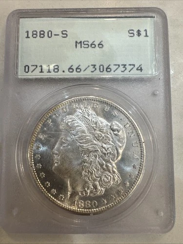 1880 s morgan silver dollar $1 PCGS MS66 Old Green Holder  Beautiful Coin