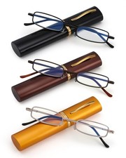 3 Pack Slim Pocket Reading Glasses for Men Women Blue Light Blocking Compact ...