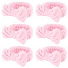 6Pack Pink Microfiber Spa Headbands for Face Washing, Makeup  Skincare
