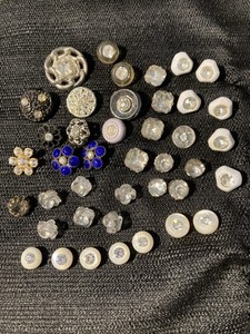 Lot of 40 Vintage Mixed Material Rhinestone Buttons