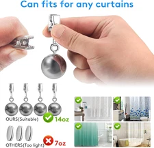 4 Pack Shower Curtain Weights, Prevent Curtain Liner from Blowing Around, Sta...