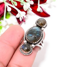 Labradorite - Madagascar Designer Handmade 925 Sterling Silver Ring S.7 R12308