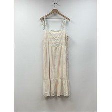 NWT Gap Rainbow Striped Square Neck Sleeveless Tiered A-Line Midi Dress White XL