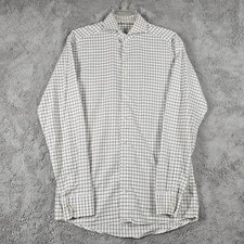 Eton Shirt Mens 15.5 39 White Check Slim Fit Dress Long Sleeve Spread Collar