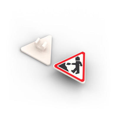 Road Sign with Minifigure Worker   original printed LEGO  brick tile /LT 22093