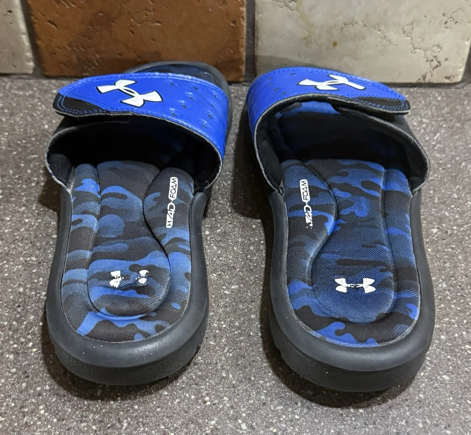 Under Armour Slides Size Youth US 6Y Black /Blue - Image 4 of 4