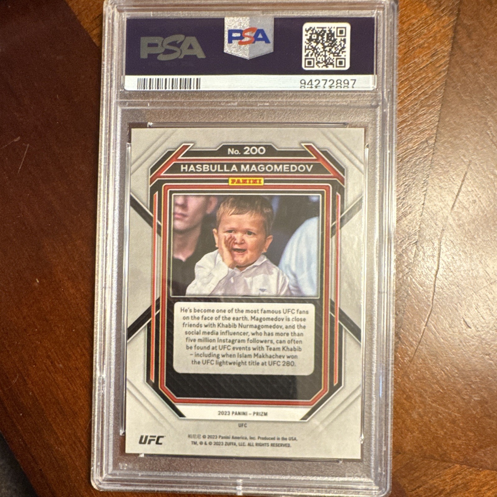 Panini Prizm 2023 UFC Hasbulla Magomedov #200 RC Base Set PSA 9 view 2