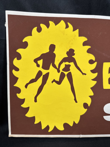 ✨Vintage Werbung Strand Buff Bräunung Öl Papier Schild 23,75”x10”✨ - Bild 2 von 8