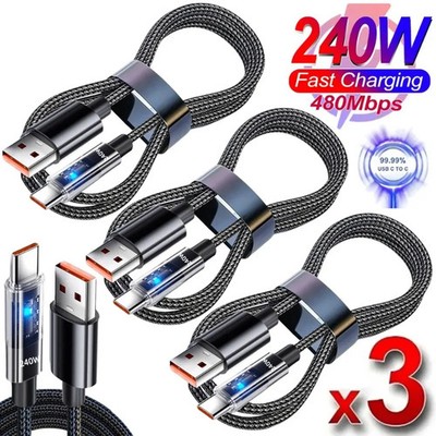  240W Nylon USB Type C Super Fast Charging Cable for Samsung Xiaomi Huaw