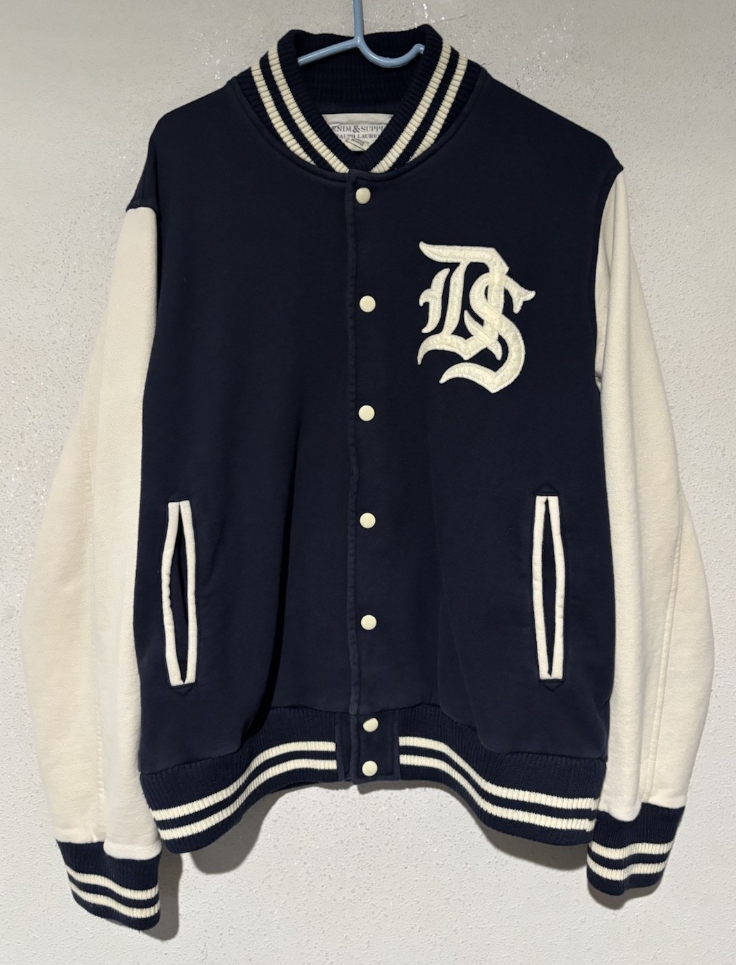 Ralph Lauren Denim Supply Letterman Navy Varsity Sweater Jumper Jacket XL