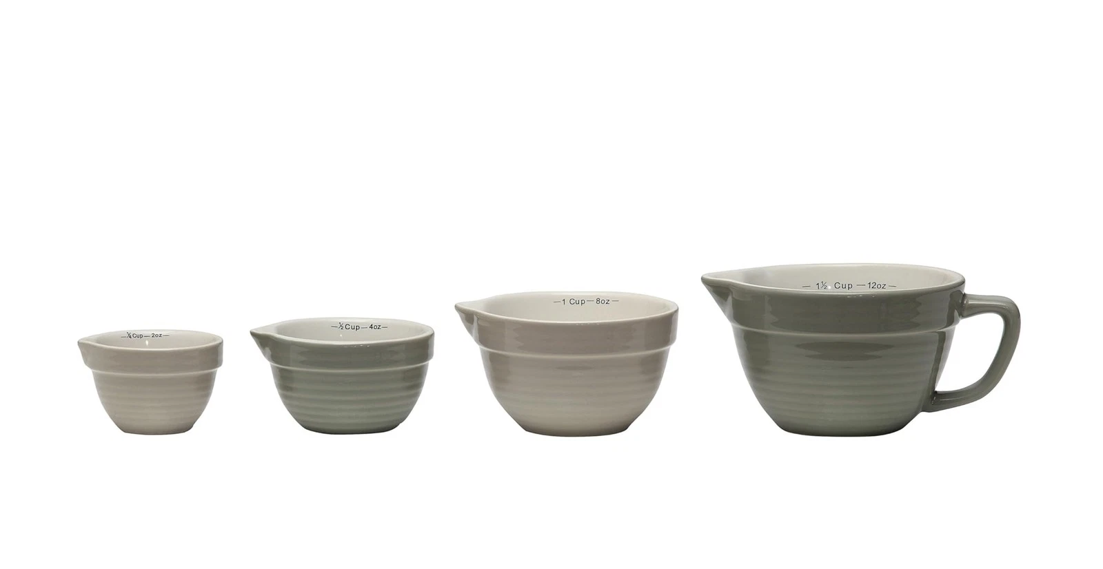 Creative CoOp Batter Bowl Shaped Measuring Cups in Greys Set of 4 Sizes