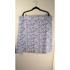 Talbots Woman Stretch Cotton Pencil Skirt 18W Purple Blue Pink Boho Print Office