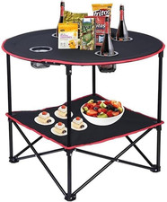 Portable Folding Camping Table, Picnic Table with 4 Cup Holders