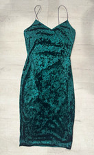 Windsor Green Velvet V-Neck Strappy Bodycon Party/Cocktail Mini Dress L