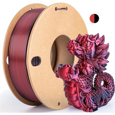 3D Drucker Filament PLA Dualfarbe 1,75mm Silk Schwarz Rot 250g