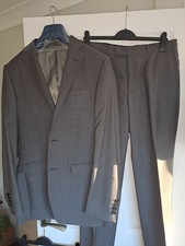 Mens Moss Bros Two Piece Suit Light Grey 40R 32 Waist Trousers
