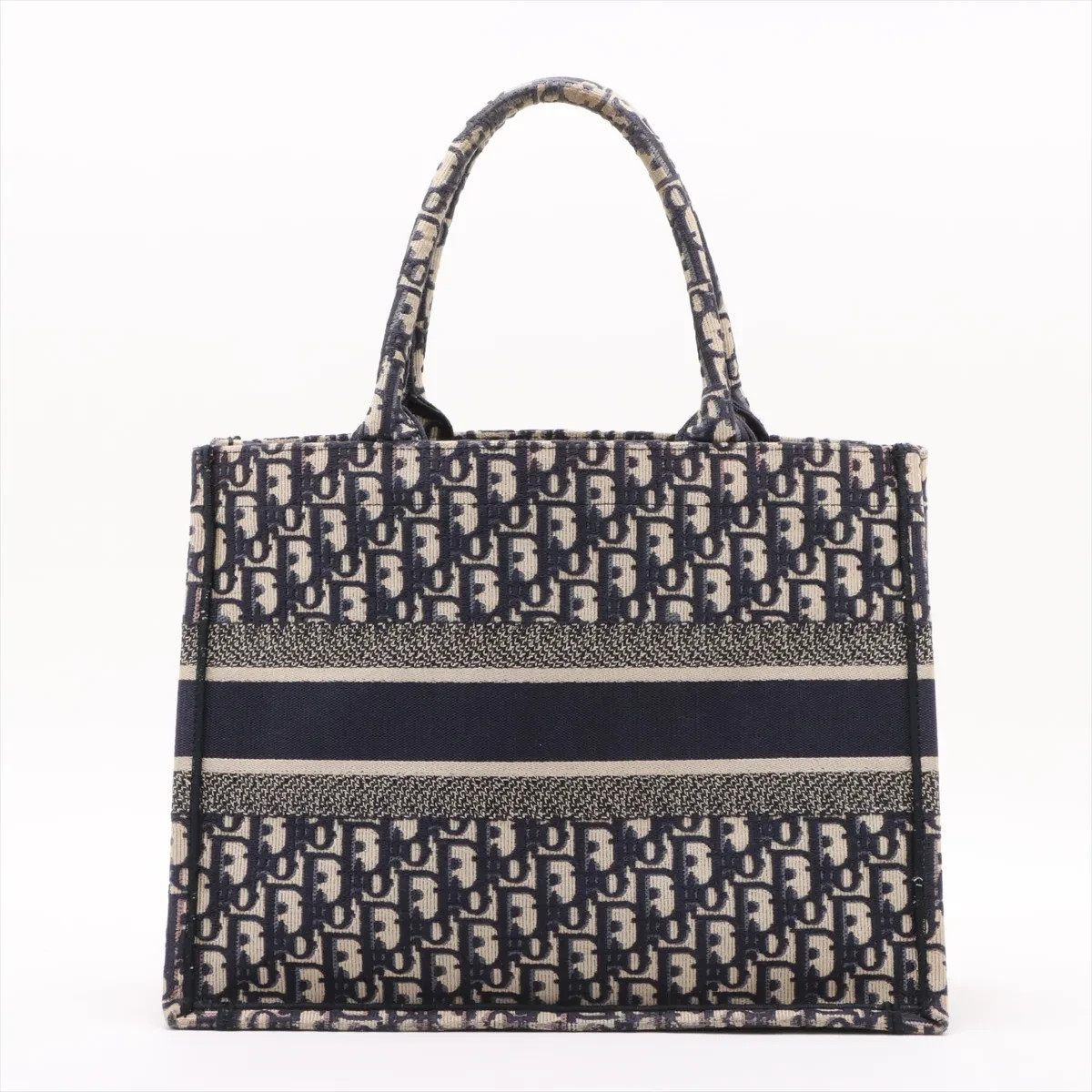 Christian Dior Oblique Book Tote Medium canvas Tote bag Beige x navy image 2