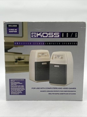 Koss HD/6 Amplified Stereo Computer Speakers  Original Box Vintage Video Gaming