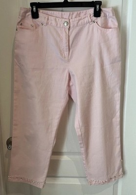 Ruby Rd. Women s Petite Capri Pants Beaded Hem Pockets Stretch Pink Size 10P