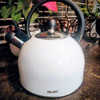 Ibili Cafeteria Silbante 2.5L Whistling Kettle, Brand New, White