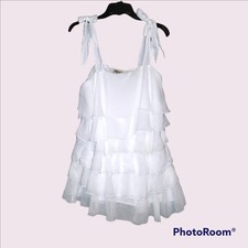 Show me your mumu white rowen ruffle mini dress size medium nwt