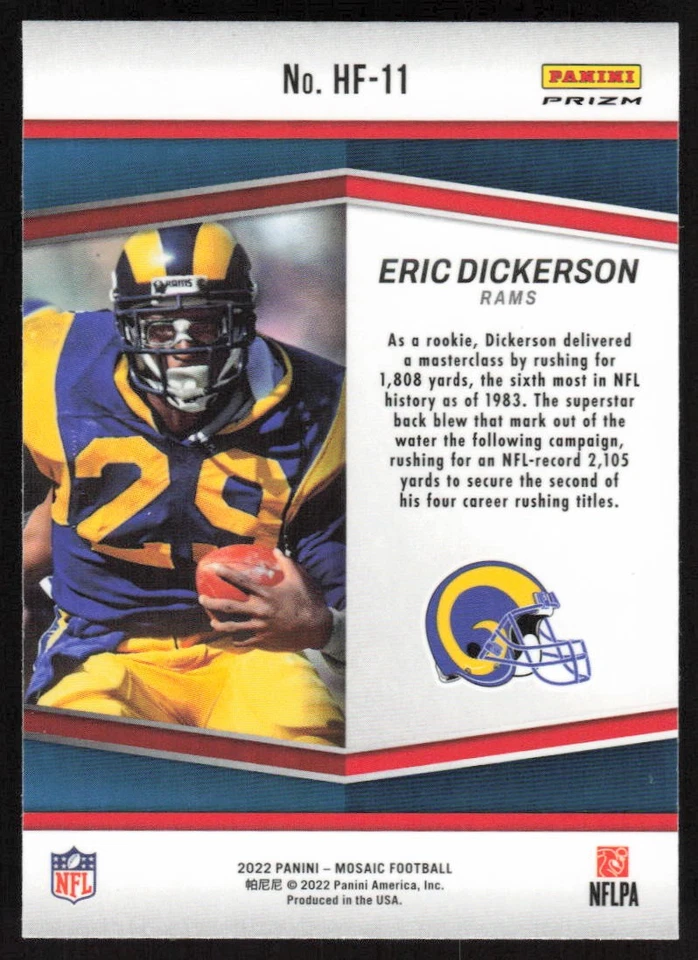 2022 Panini Mosaic HoloFame Mosaic Eric Dickerson #HF-11 Los Angeles Rams - Image 2 of 2