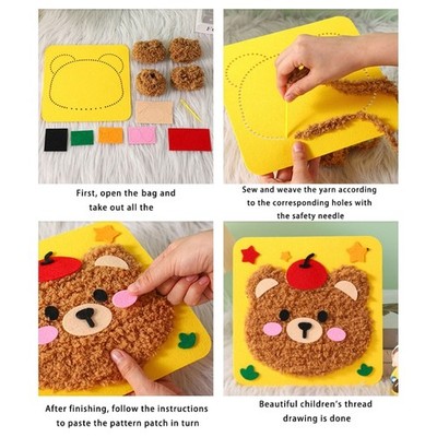 Cartoon Felted Animal Craft Supplies for Kid Toddler Preschooler and Adult