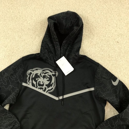 Nike Chicago Bears RFLCTV Chevron Hoodie Pullover Mens Small New Black - Picture 2 of 7