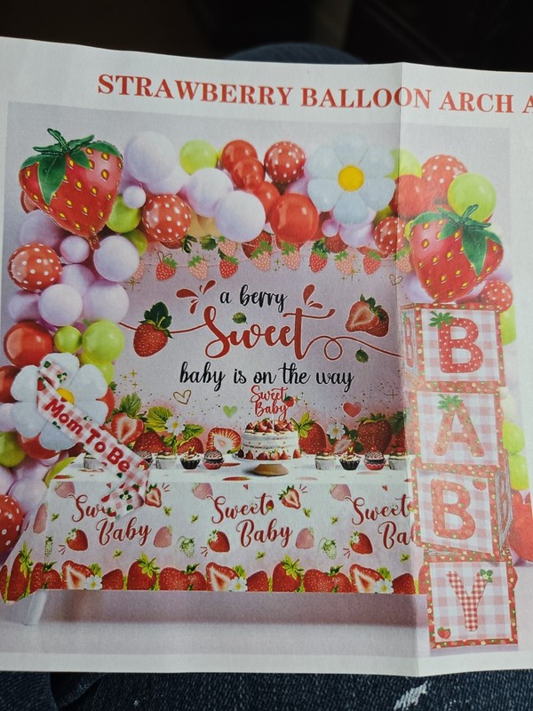Strawberry Balloon Arch Sweet Baby On the Way  Open Box