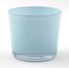 12er SET Teelichthalter - Windlicht Cambridge Blau, Blumentopf D=10cm H=8,5cm