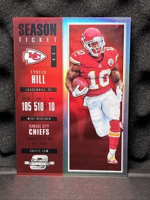 2017 Panini Contenders Optic - Season Ticket Tyreek Hill #60 Red Prizm /199