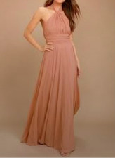 LULUS Dance the Night Away Backless Gown/Maxi Dress Size XS - Rusty Rose NWT