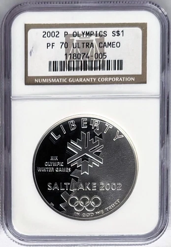 2002 P Salt Lake City Winter Olympics Commemorative Proof Silver Dollar NGC PF70