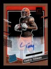 2023 Clearly Donruss #54 Cedric Tillman Rated Rookie Autographs Orange #/75