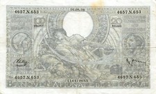 Belgium 100 Francs  26.8.1938  P 107  Series  N  Circulated Banknote R17