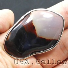 Multicolored Agate Ring with Adjustable Hole Large Ring Power Healing Gemstone