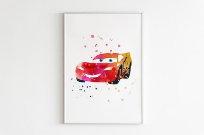Lightning McQueen POSTER: Watercolor wall art, Cars art decor