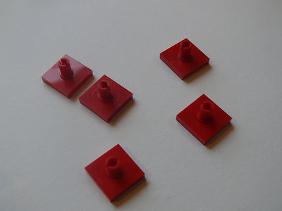 Lego 5 bases rotors rouges  set 6389 6531 10198 / 5 red plates with pin