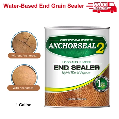 ANCHORSEAL 2 1-Gallon Water-Based End Grain Sealer, Prevents Splits in Log, Lumber&Green Wood