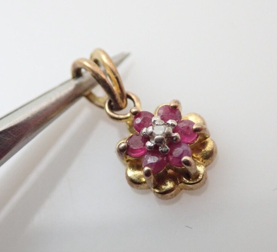 Ross Simons Signed Ruby Diamond Flower Sterling S… - image 2