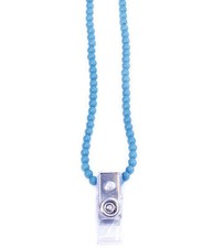 Blue turquoise beaded id badge necklace BDG340001