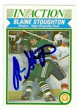 Blaine Stoughton autographed hockey card (Hartford Whalers) 1982 O-Pee-Chee #131