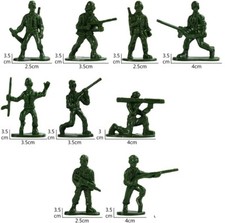 1 dozen ARMY MEN - Gray, GREEN or Tan military men - new - different positions
