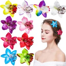 10 Pcs Hawaiian Beach Tropical Faux Flower Hair Accessories - Hair Clips Pins