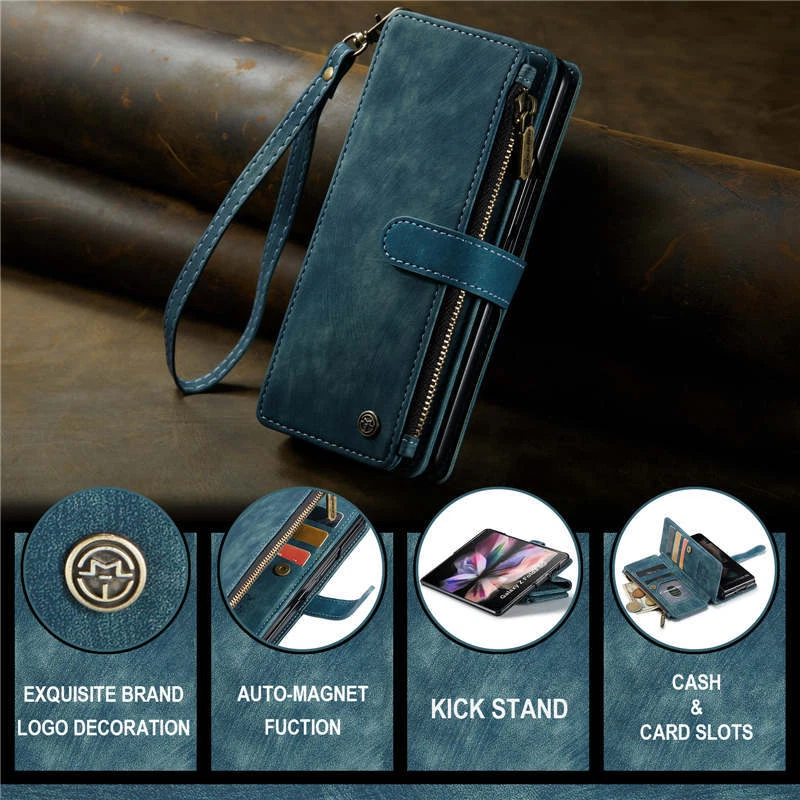 For Samsung Galaxy Z Fold 6/543 Case Heavy Duty Retro Leather Wallet Stand Cover - Image 4 of 4