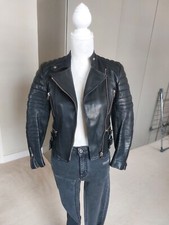 Celine Leather Biker Moto Jacket Black - Size Uk 8 Fr 36