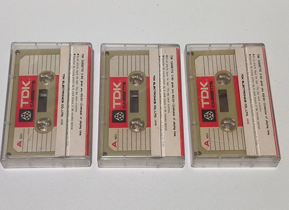 LOT 3X VINTAGE TDK BLANK CASSETTE C-60 LOW NOISE made in japan new but not seal - Image 3 of 4