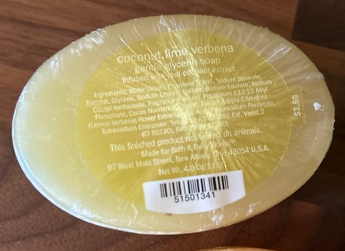Vtg 4 Bath Body Works Gentle Glycerin Soap Bar Cucumber Melon Verbena Mandarin - Picture 5 of 5