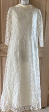 Vintage IVORY WEDDING GOWN DRESS Late 1960's Lace Satin Gorgeous Back OOAK